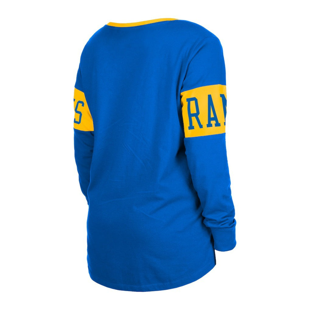 Los Angeles Rams New Era Women's Lace-Up Notch Neck Long Sleeve T-Shirt Royal - NFL