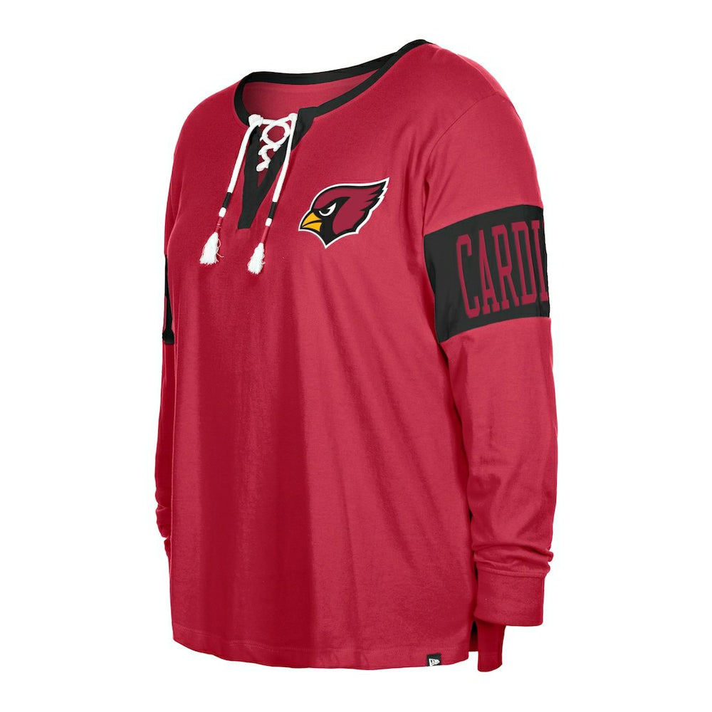 Arizona Cardinals New Era Women's Plus Size Lace-Up Notch Neck Long Sleeve T-Shirt Cardinal - NFL