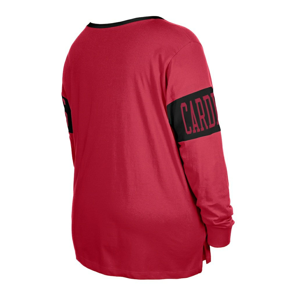 Arizona Cardinals New Era Women's Plus Size Lace-Up Notch Neck Long Sleeve T-Shirt Cardinal - NFL