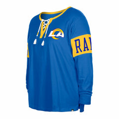 Los Angeles Rams New Era Women's Plus Size Lace-Up Notch Neck Long Sleeve T-Shirt Royal - NFL