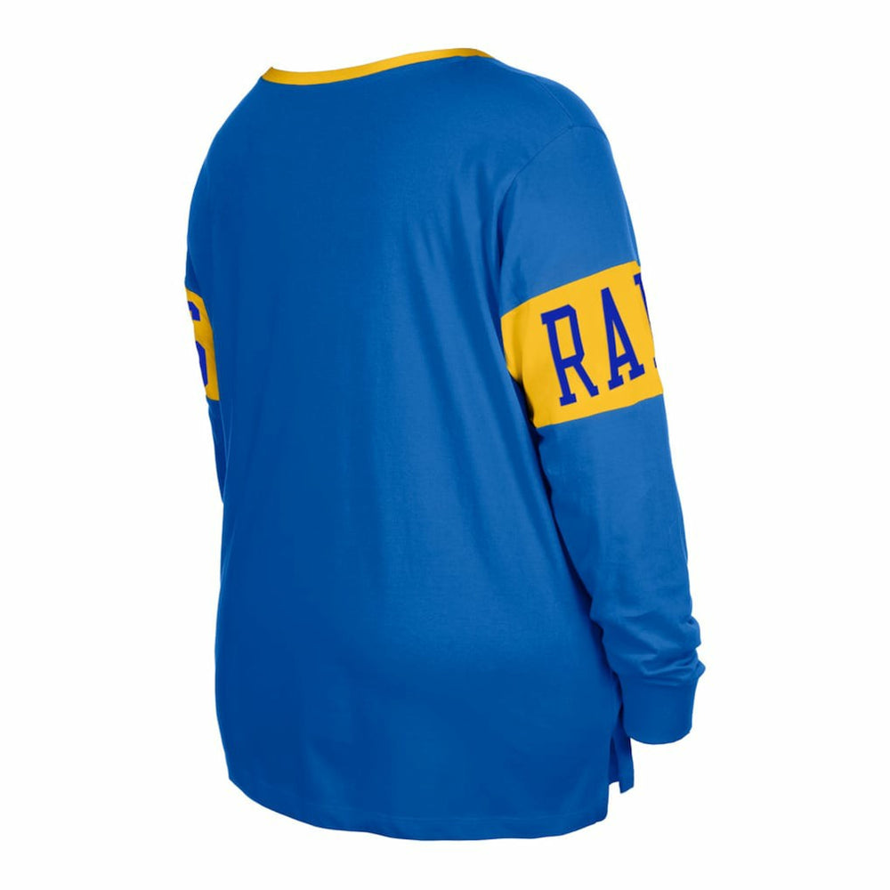 Los Angeles Rams New Era Women's Plus Size Lace-Up Notch Neck Long Sleeve T-Shirt Royal - NFL