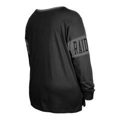 Las Vegas Raiders New Era Women's Plus Size Lace-Up Notch Neck Long Sleeve T-Shirt Black - NFL