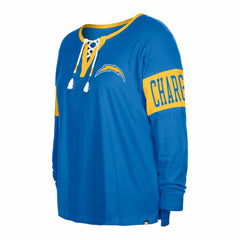 Los Angeles Chargers New Era Women's Plus Size Lace-Up Notch Neck Long Sleeve T-Shirt Powder Blue - NFL