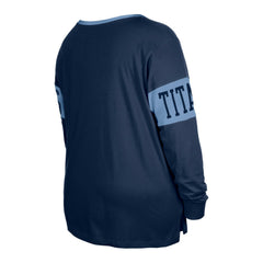 Tennessee Titans New Era Women's Plus Size Lace-Up Notch Neck Long Sleeve T-Shirt Navy - NFL