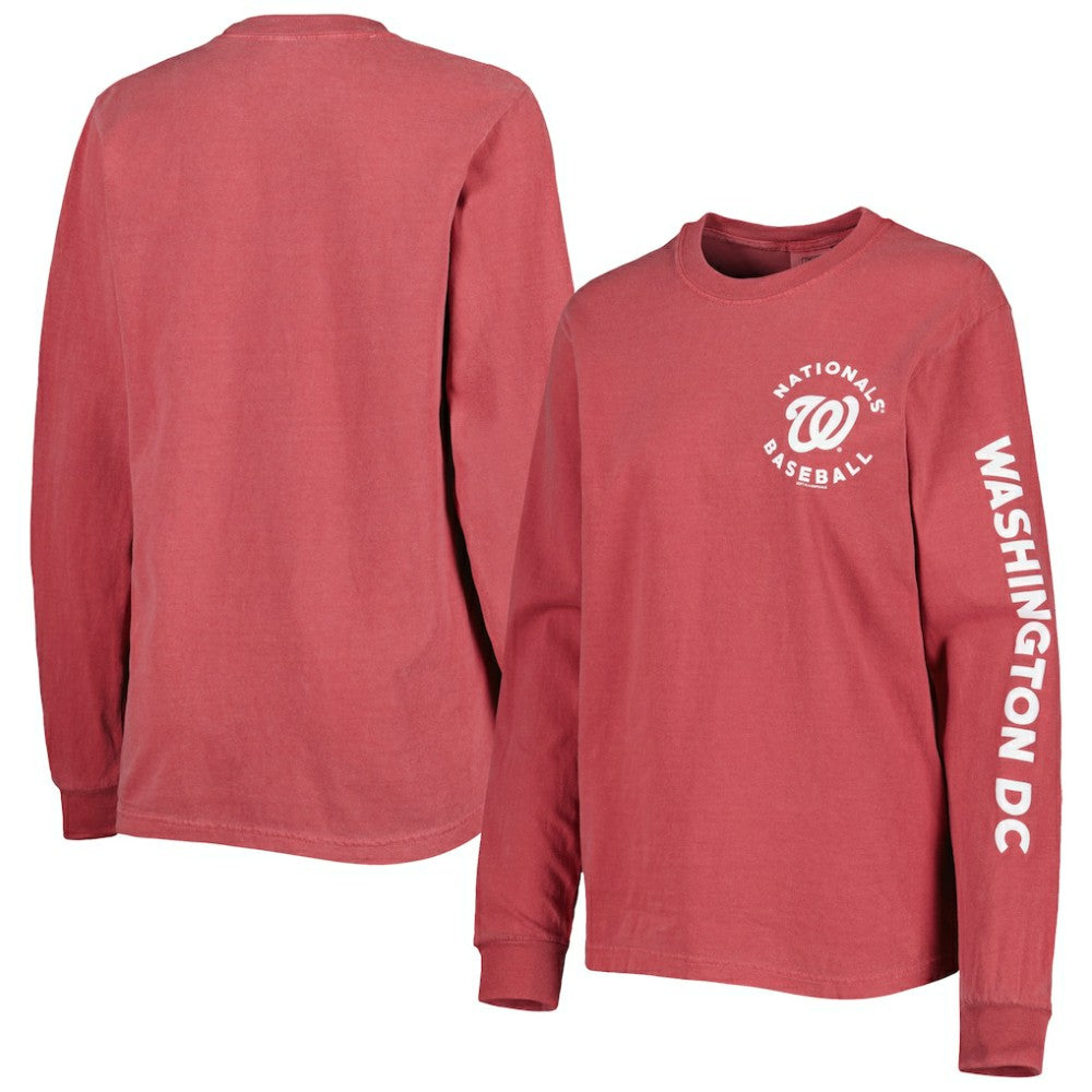 Washington Nationals Soft as a Grape Women's Team Pigment Dye Long Sleeve T-Shirt Lifestyle