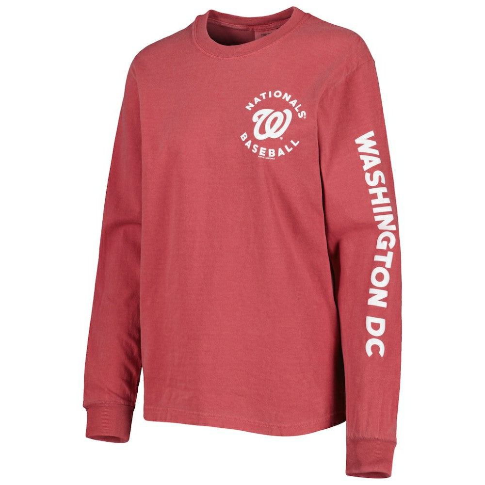 Washington Nationals Soft as a Grape Women's Team Pigment Dye Long Sleeve T-Shirt Lifestyle