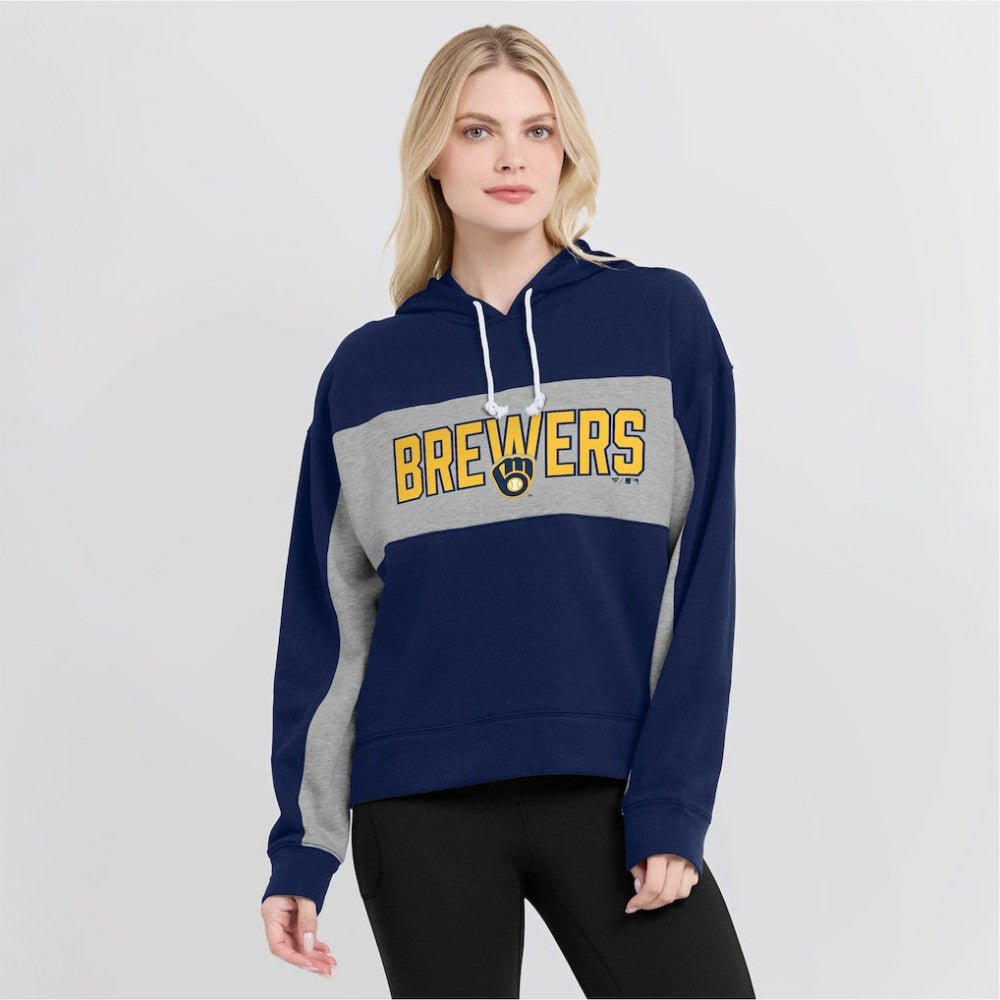 Milwaukee Brewers Fanatics Women's Filled Stat Sheet Pullover Hoodie Clearance