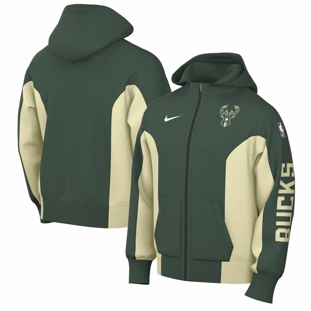 Nike - Milwaukee Bucks 2023/24 Authentic Showtime Full-Zip Hoodie - Hunter Green