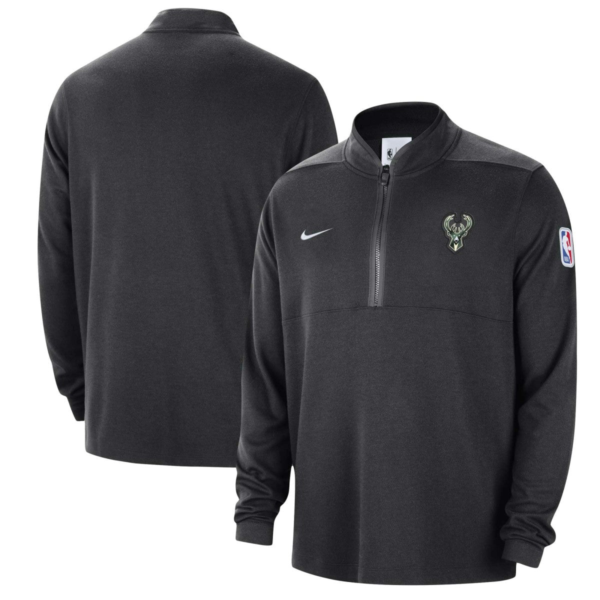 Nike - Milwaukee Bucks Authentic Performance Half-Zip Jacket - Black
