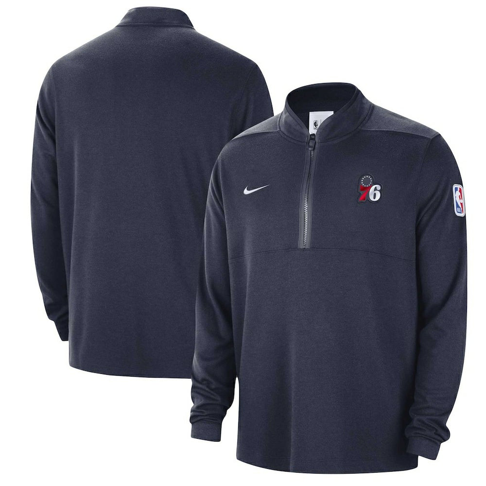 Nike - Philadelphia 76ers Authentic Performance Half-Zip Jacket - Navy