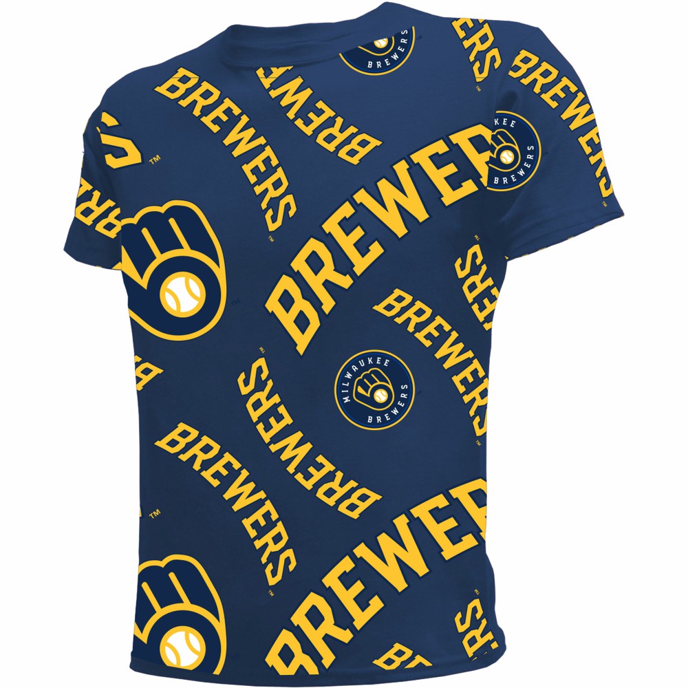Milwaukee Brewers Stitches Youth Allover Team T-Shirt for sale