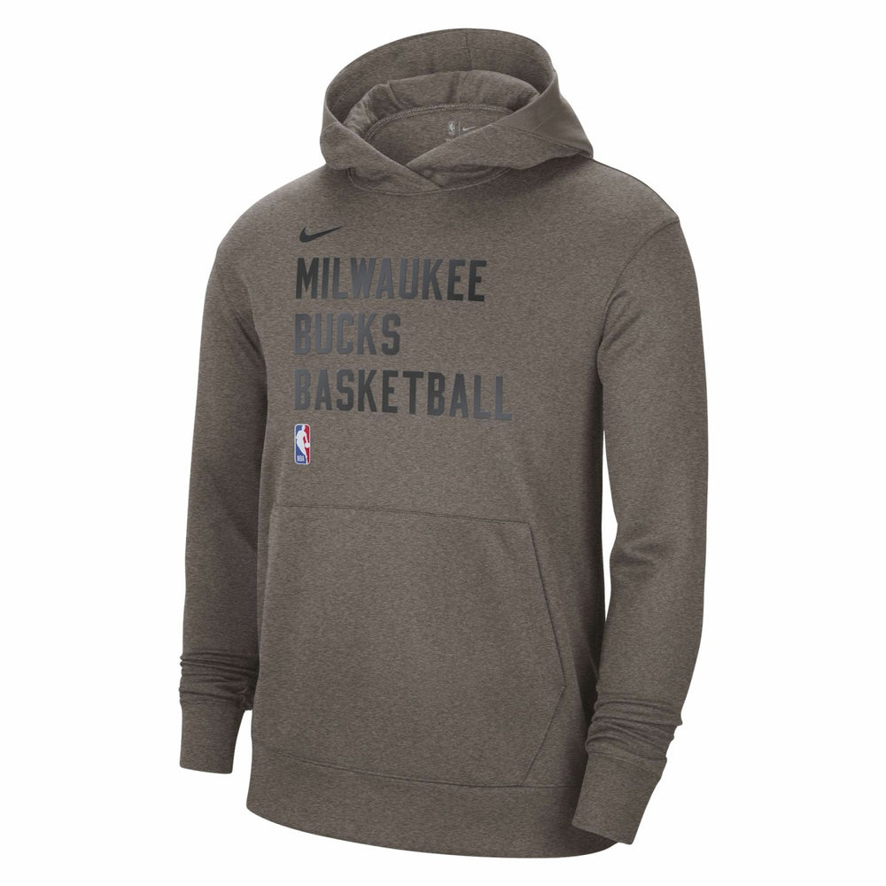 Nike - Milwaukee Bucks Unisex 2023/24 Performance Spotlight On-Court Practice Pullover Hoodie - Olive