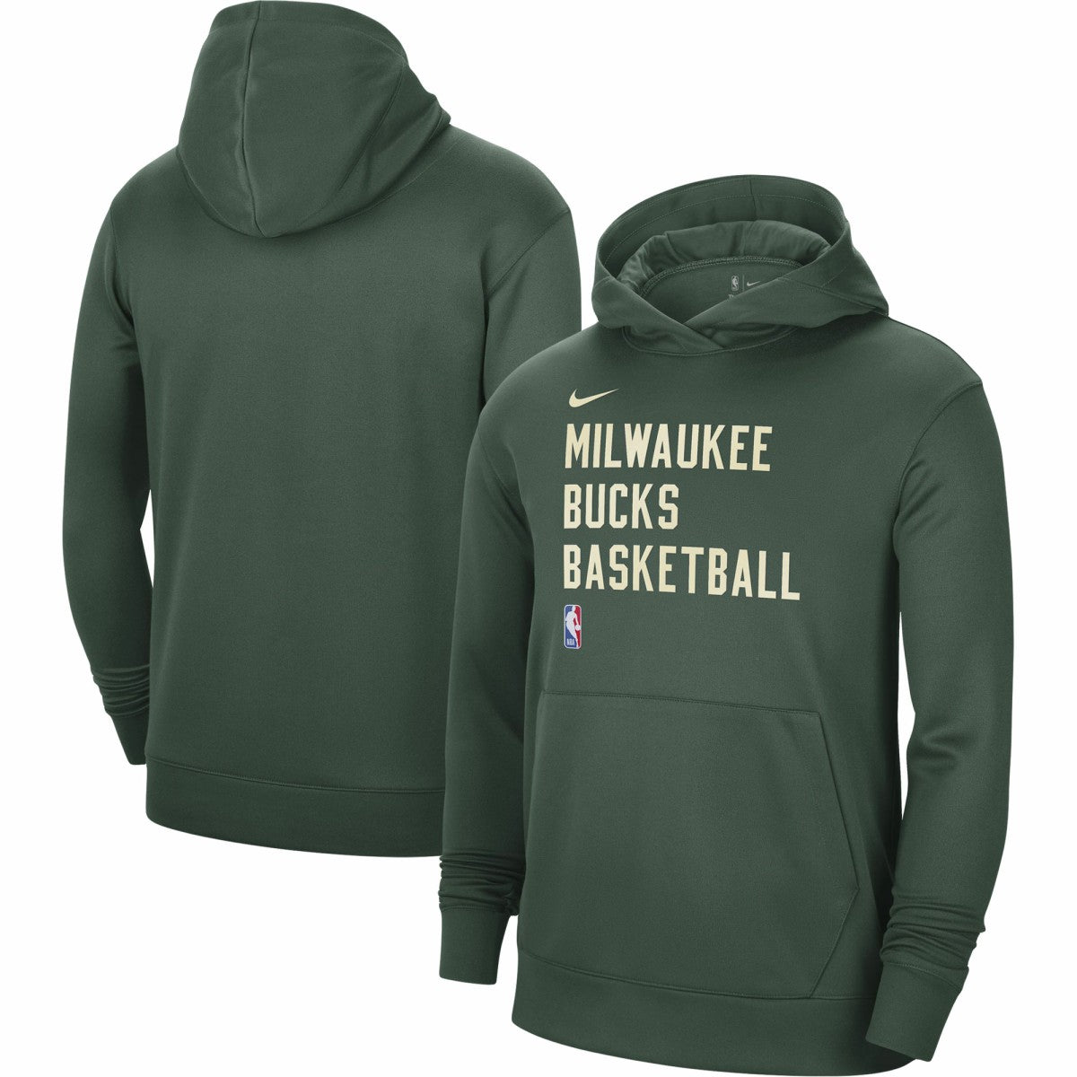 Nike - Milwaukee Bucks Unisex 2023/24 Performance Spotlight On-Court Practice Pullover Hoodie - Hunter Green