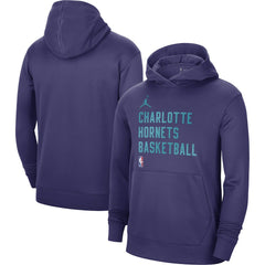 NBA - Charlotte Hornets Jordan Brand Unisex 2023/24 Performance Spotlight On-Court Practice Pullover Hoodie - Purple