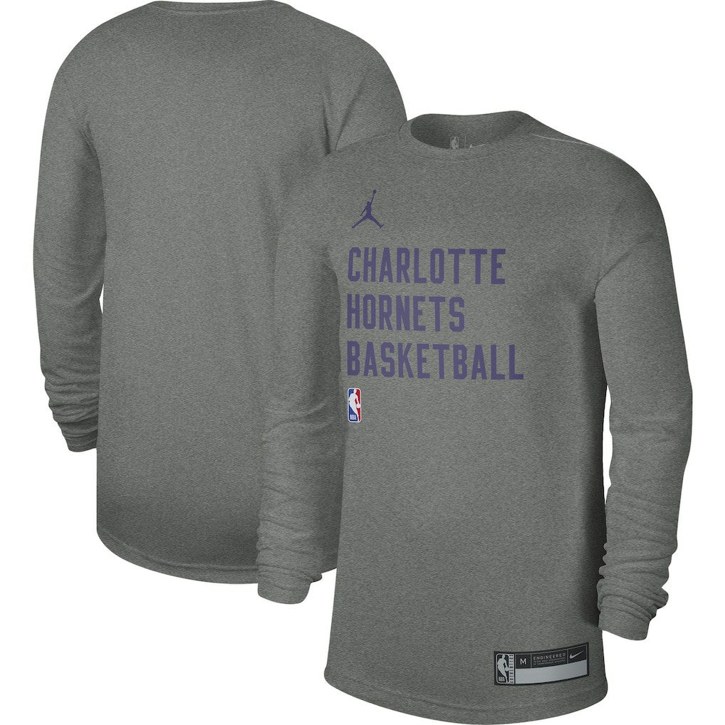 NBA - Charlotte Hornets Jordan Brand Unisex 2023/24 Legend On-Court Practice Long Sleeve T-Shirt - Heather Gray