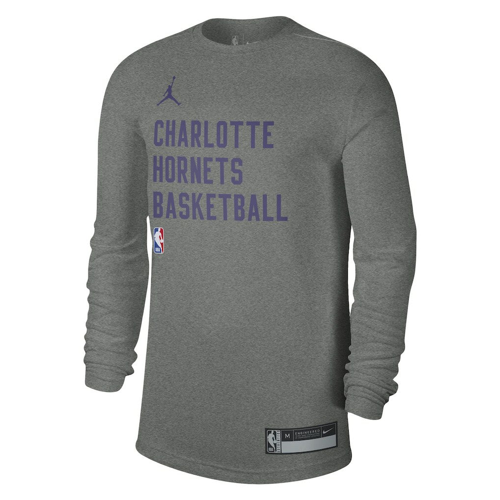NBA - Charlotte Hornets Jordan Brand Unisex 2023/24 Legend On-Court Practice Long Sleeve T-Shirt - Heather Gray