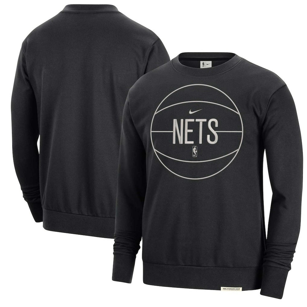 Nike - Brooklyn Nets 2023/24 Authentic Standard Issue Travel Performance Pullover Sweatshirt - Black