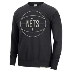 Nike - Brooklyn Nets 2023/24 Authentic Standard Issue Travel Performance Pullover Sweatshirt - Black