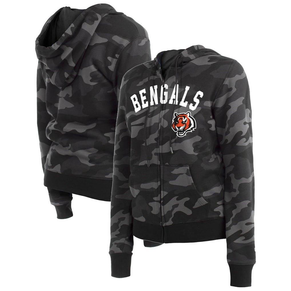 Cincinnati Bengals New Era Women's Camo Full-Zip Hoodie Black - NFL