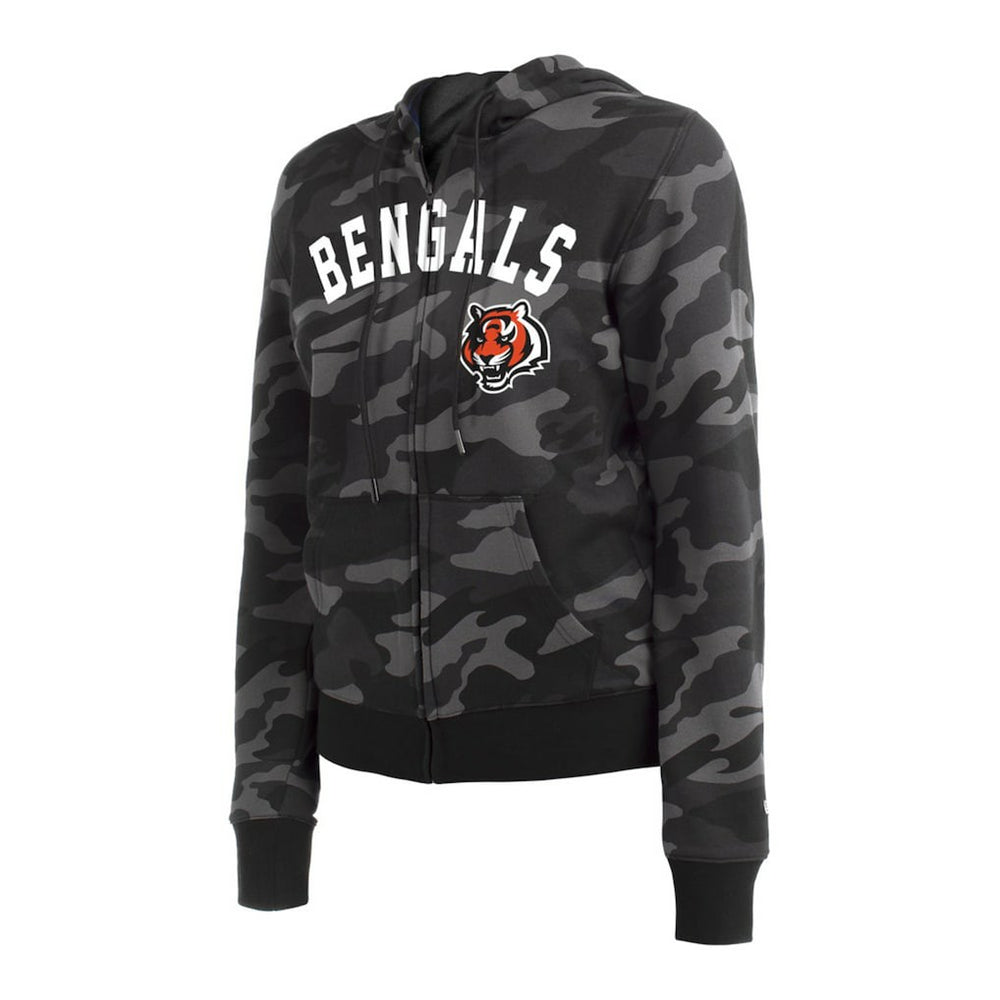 Cincinnati Bengals New Era Women's Camo Full-Zip Hoodie Black - NFL