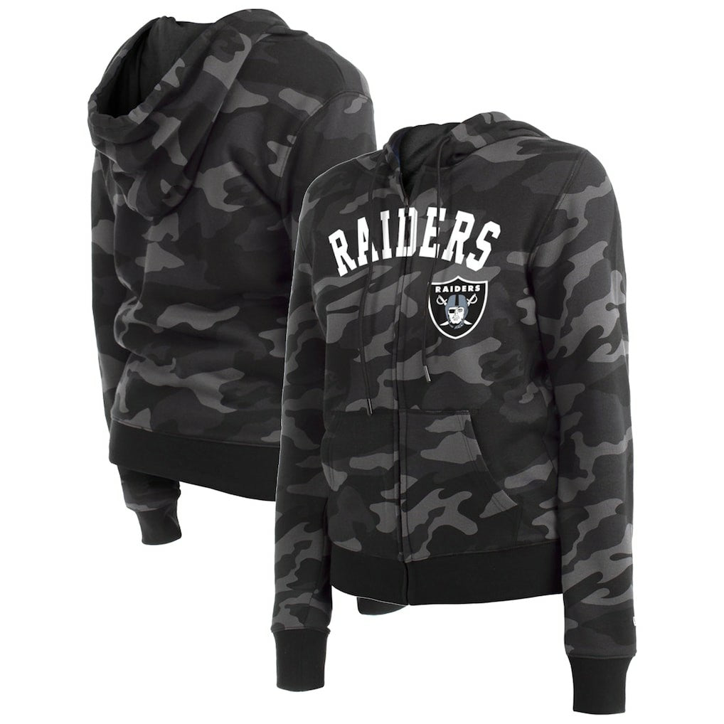 Las Vegas Raiders New Era Women's Camo Full-Zip Hoodie Black - NFL