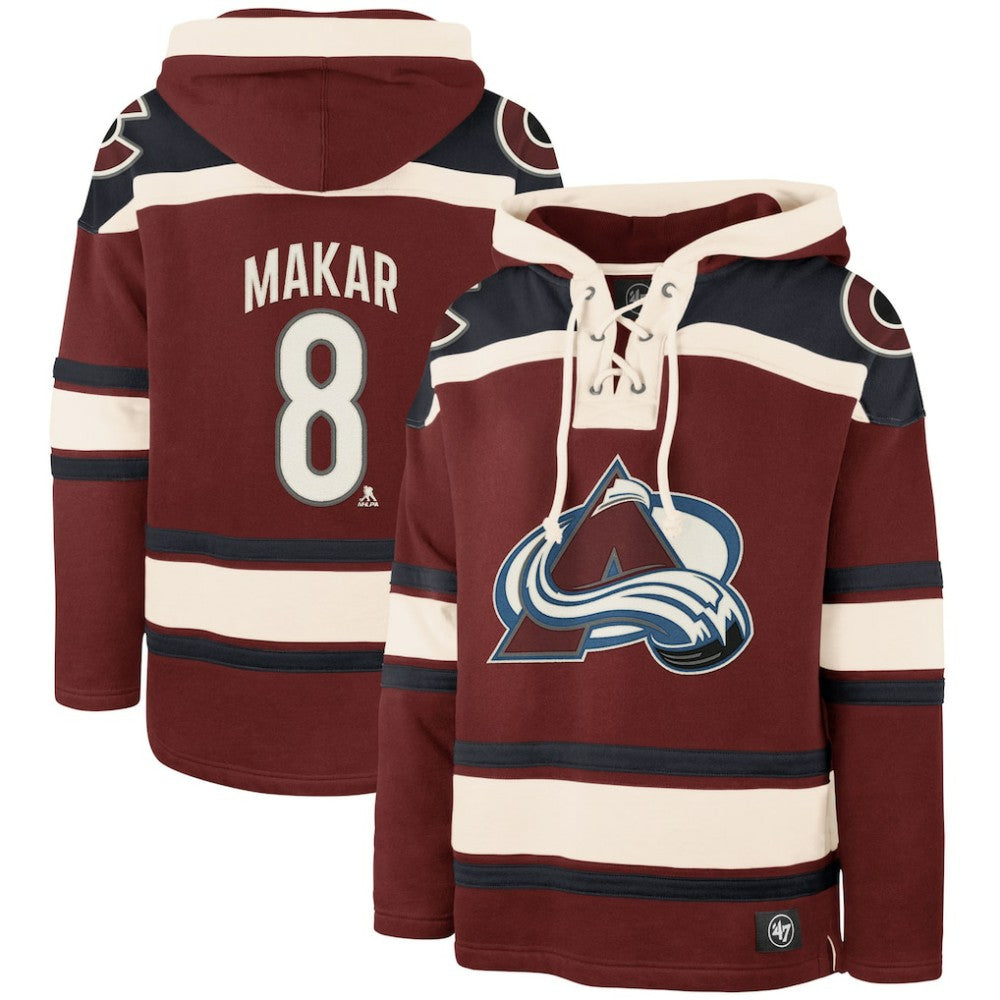 Cale Makar Colorado Avalanche - '47 Player Name & Number Lacer Pullover Hoodie Burgundy