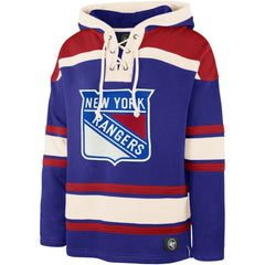 Mika Zibanejad New York Rangers '47 Player Name & Number Lacer Pullover Hoodie Blue