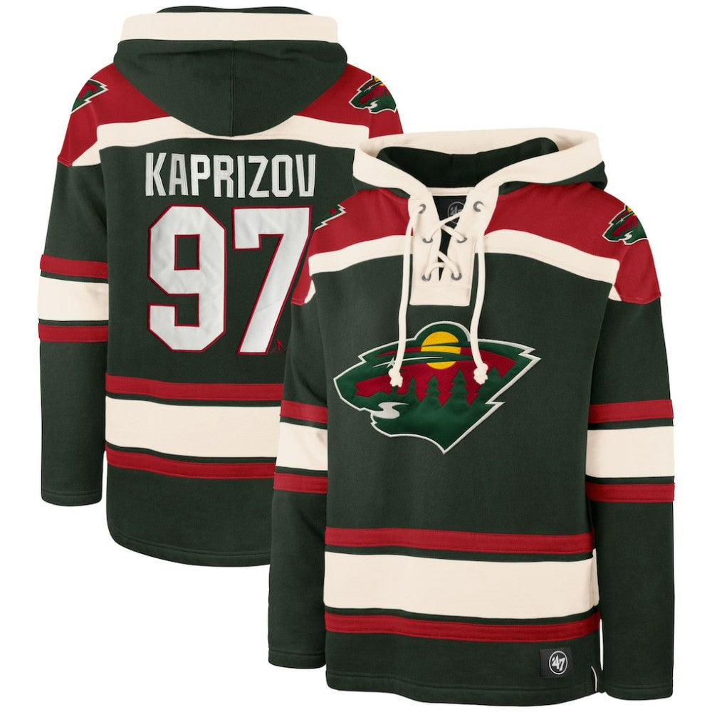 Kirill Kaprizov Minnesota Wild - '47 Player Name & Number Lacer Pullover Hoodie Green