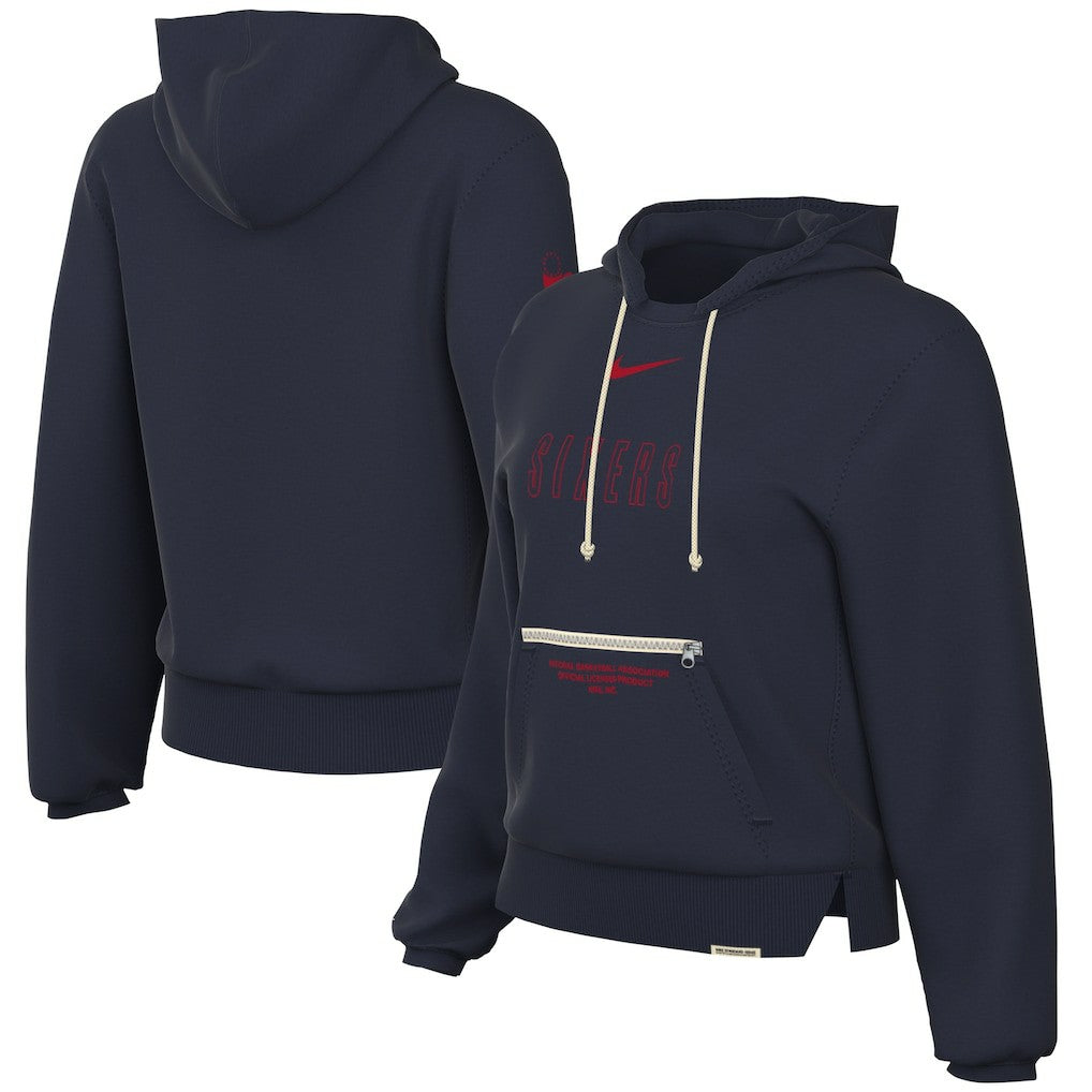 Nike - Philadelphia 76ers Women's Courtside Standard Issue Performance Pullover Hoodie - Navy
