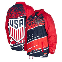 New Era USMNT 5th & Ocean by New Era Throwback Coaches Raglan Full-Snap Jacket - Navy