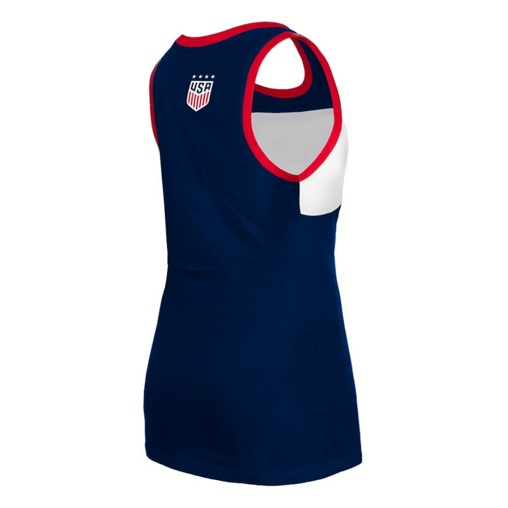 New Era USWNT 5th & Ocean by New Era Women's Throwback Jerseys Racer Tank Top - Navy