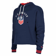 New Era USWNT 5th & Ocean by New Era Women's Athleisure Cropped Fleece Pullover Hoodie - Navy