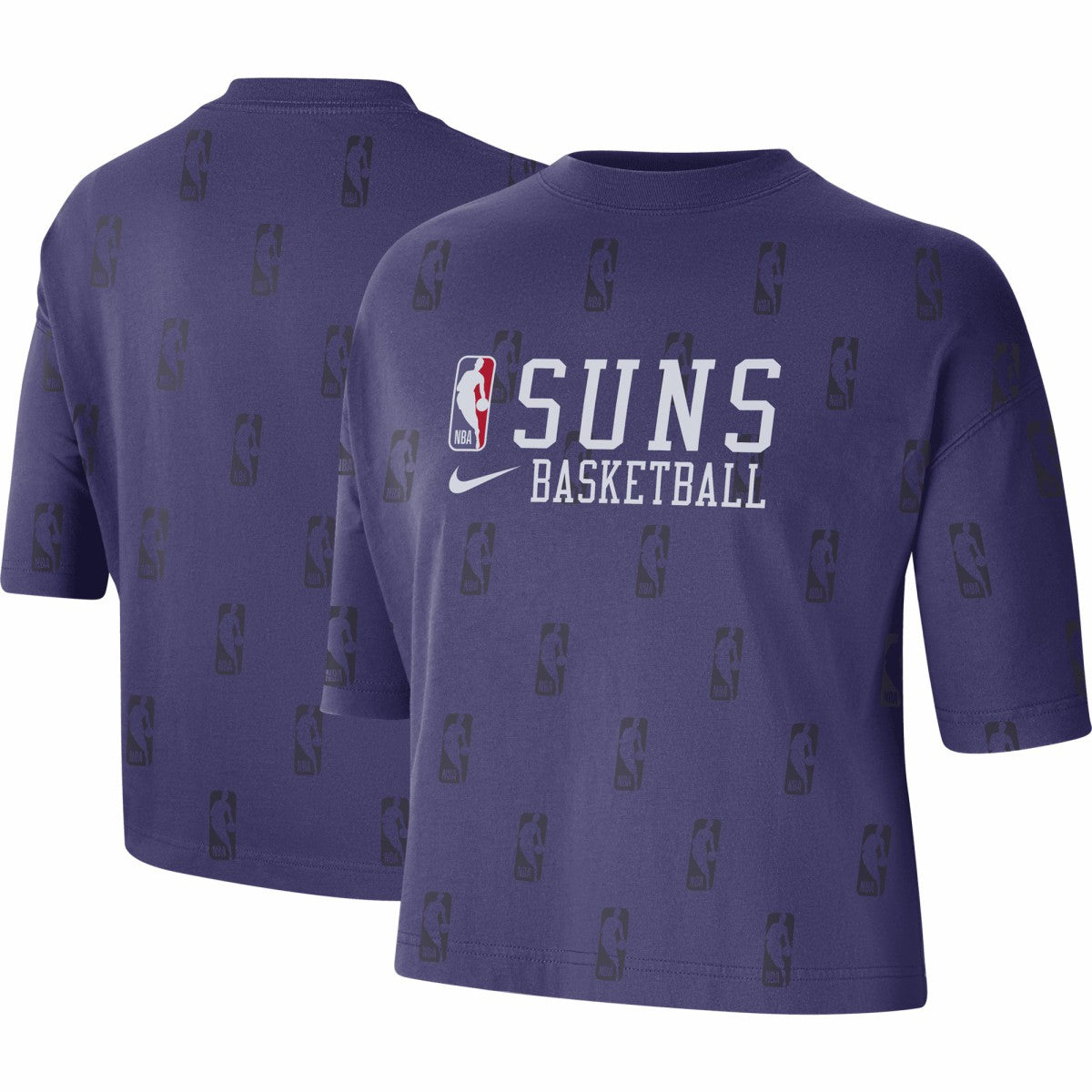 Nike - Phoenix Suns Women's Allover NBA Logo Boxy T-Shirt - Purple