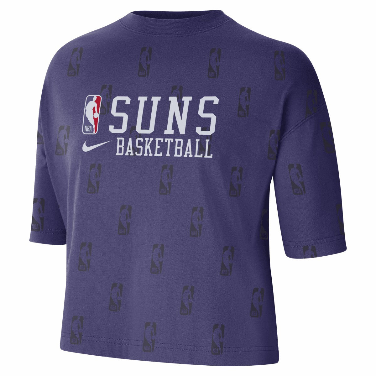 Nike - Phoenix Suns Women's Allover NBA Logo Boxy T-Shirt - Purple