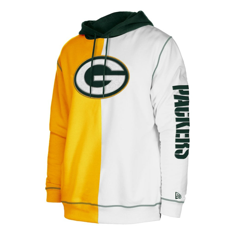 Green Bay Packers New Era Third Down Split Raglan Pullover Hoodie Gold/White - NFL