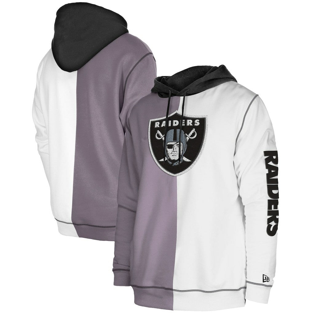 Las Vegas Raiders New Era Third Down Split Raglan Pullover Hoodie Silver/White - NFL