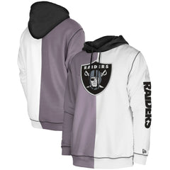 Las Vegas Raiders New Era Third Down Split Raglan Pullover Hoodie Silver/White - NFL