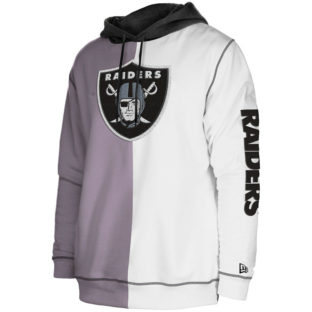 Las Vegas Raiders New Era Third Down Split Raglan Pullover Hoodie Silver/White - NFL
