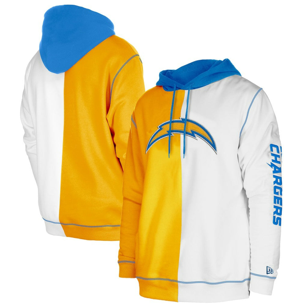 Los Angeles Chargers New Era Third Down Split Raglan Pullover Hoodie Gold/White - NFL