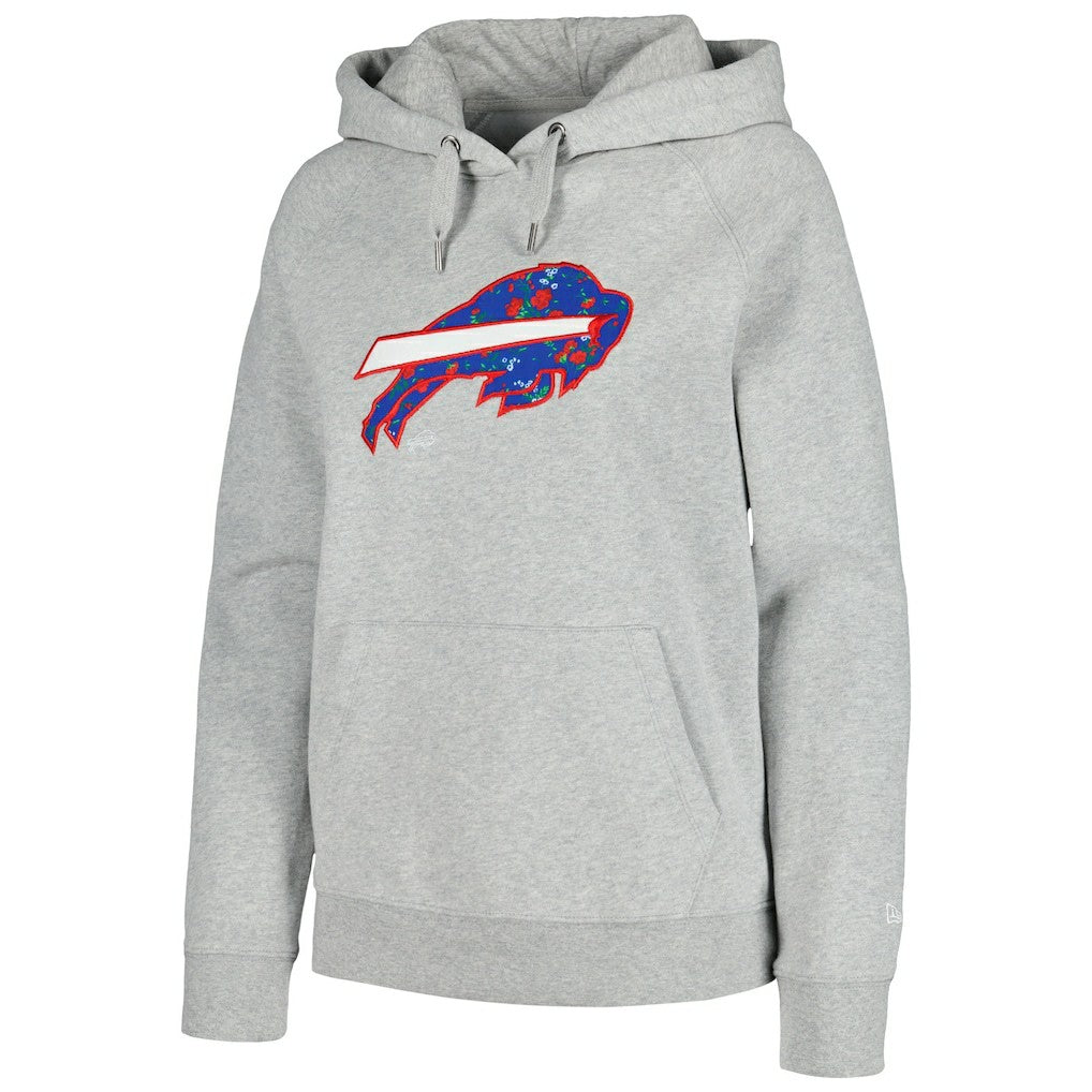 Buffalo Bills New Era Women's Floral Raglan Pullover Hoodie Gray - NFL