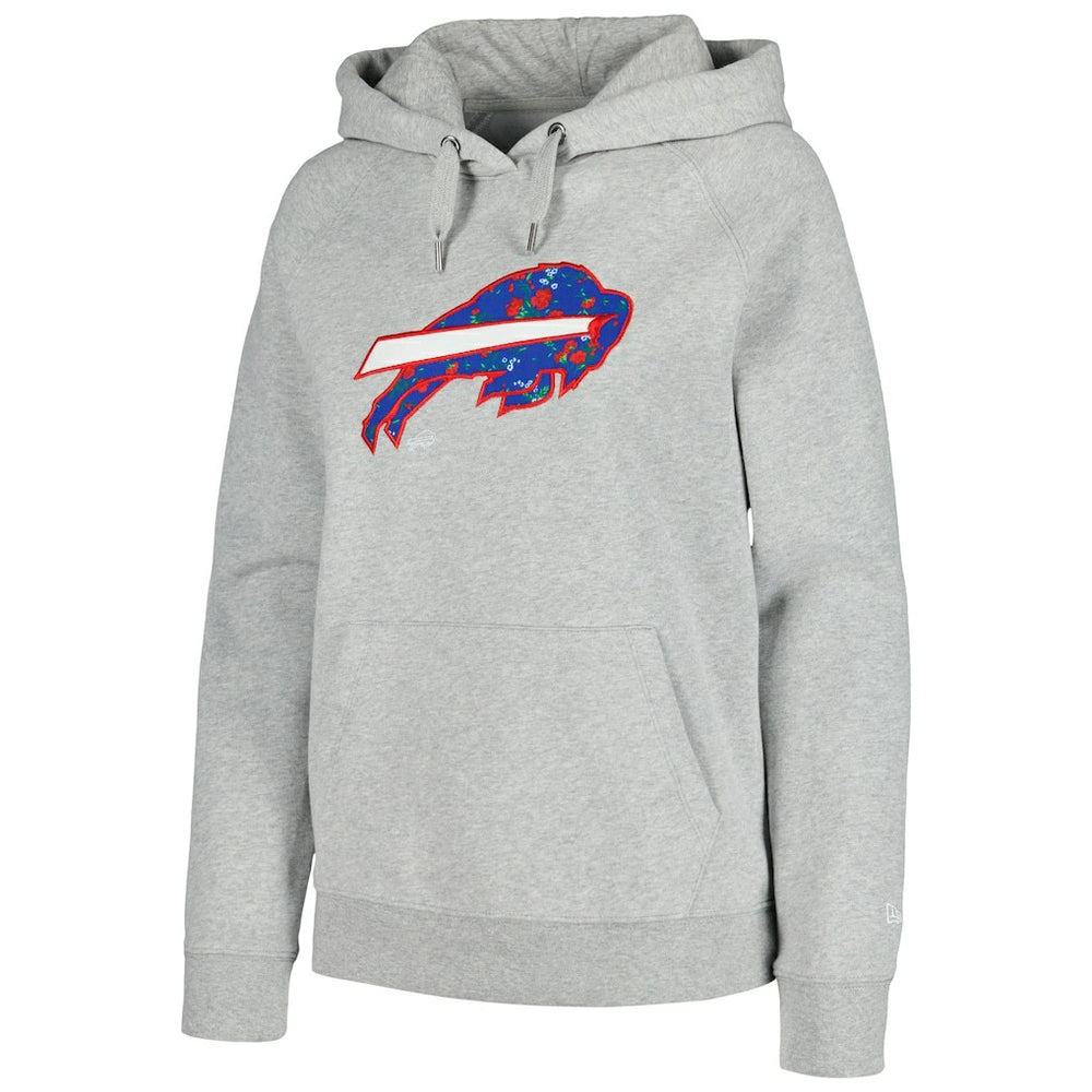 Buffalo Bills New Era Women's Floral Raglan Pullover Hoodie Gray - NFL