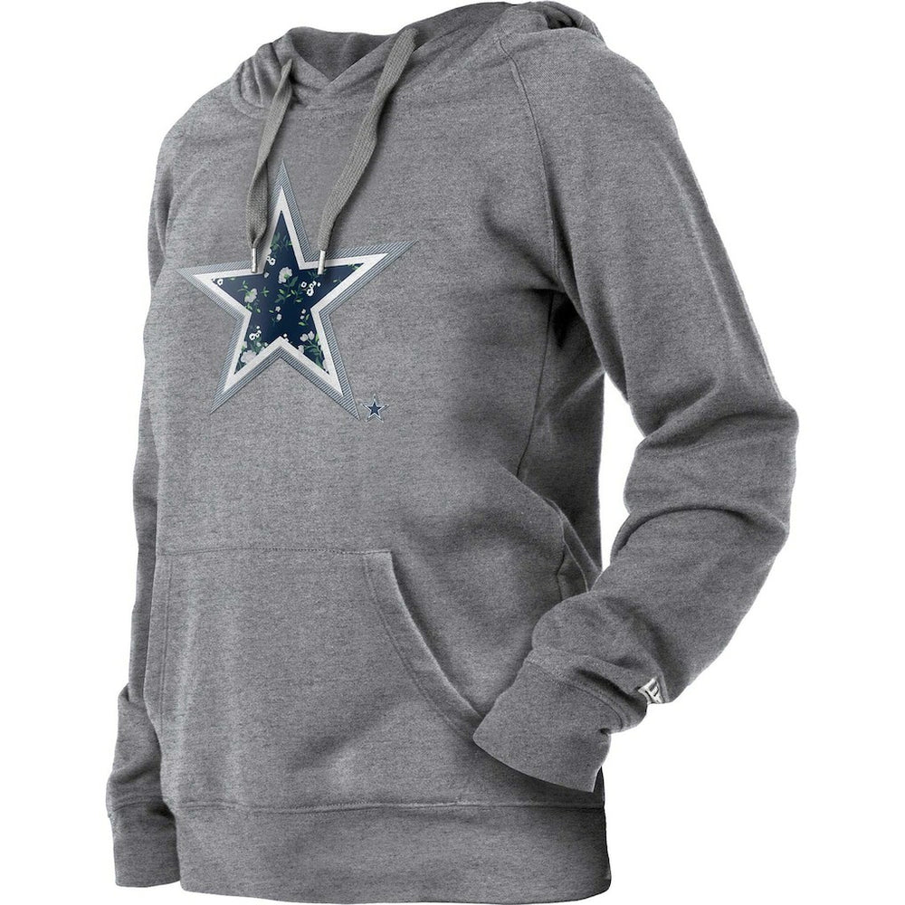 Dallas Cowboys New Era Women's Floral Raglan Pullover Hoodie Gray - NFL