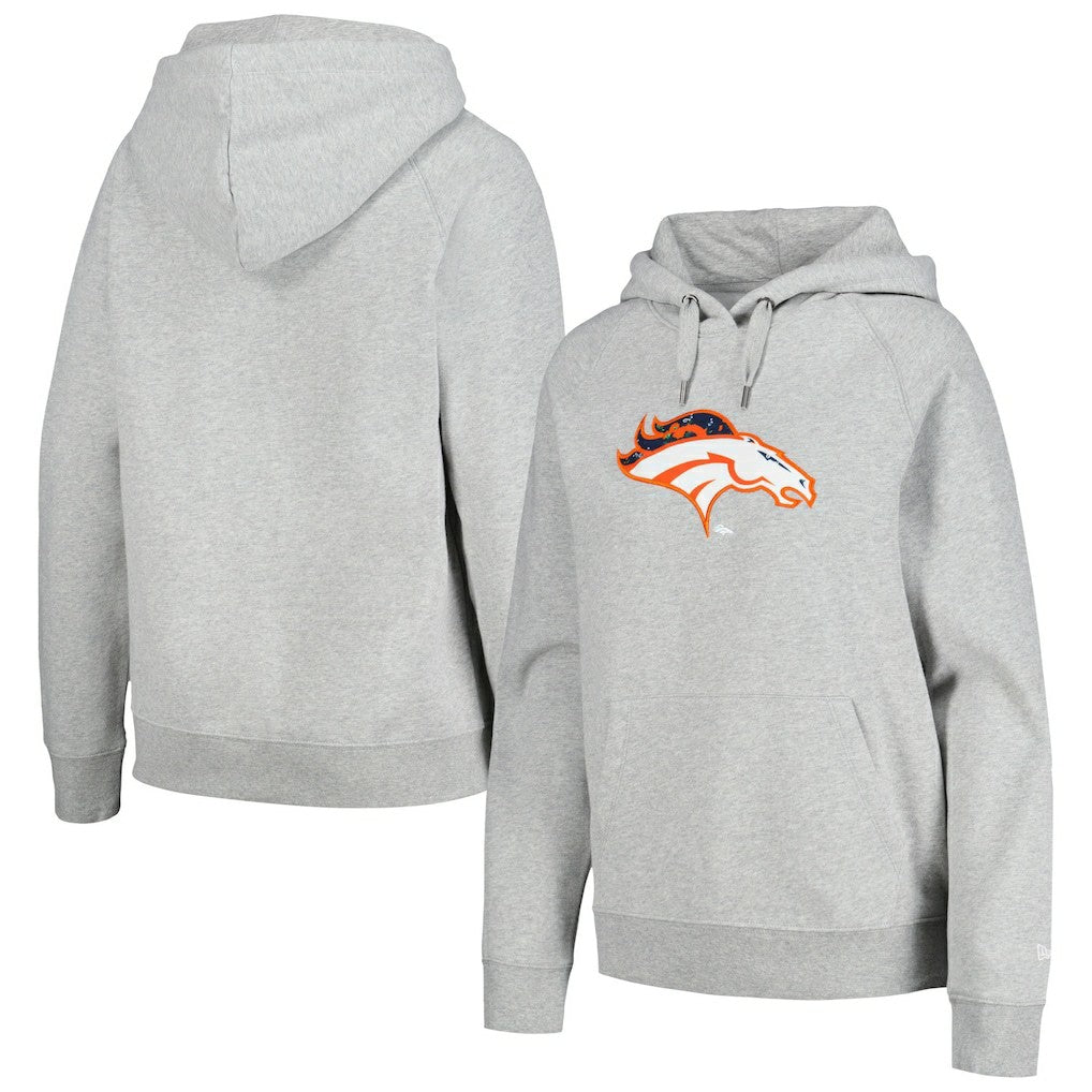 Denver Broncos New Era Women's Floral Raglan Pullover Hoodie Gray - NFL