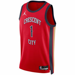NBA - Zion Williamson New Orleans Pelicans Jordan Brand Unisex Swingman Jersey - Statement Edition - Red