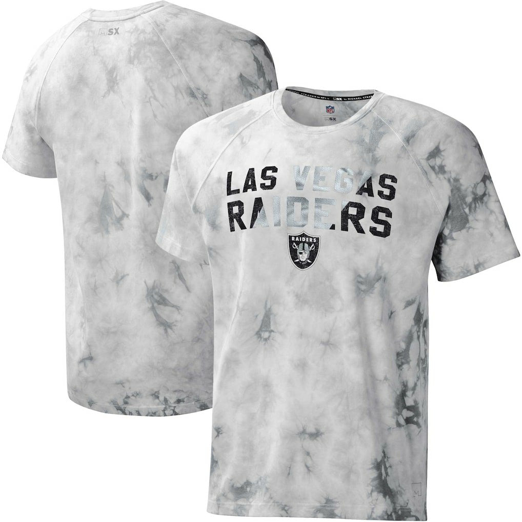 Las Vegas Raiders MSX by Michael Strahan Resolution Tie-Dye Raglan T-Shirt Gray - NFL