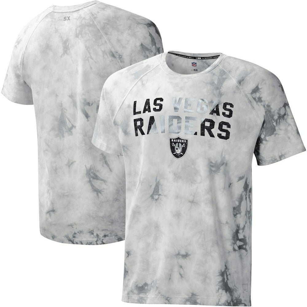 Las Vegas Raiders MSX by Michael Strahan Resolution Tie-Dye Raglan T-Shirt Gray - NFL