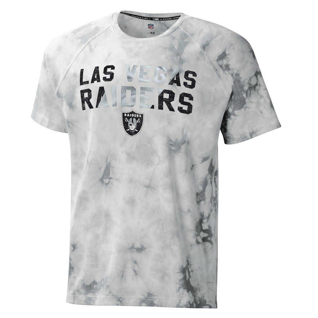 Las Vegas Raiders MSX by Michael Strahan Resolution Tie-Dye Raglan T-Shirt Gray - NFL