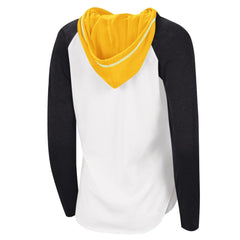 Boston Bruins G-III 4Her by Carl Banks Women's MVP Raglan Lightweight Hooded T-Shirt White/Heather Black