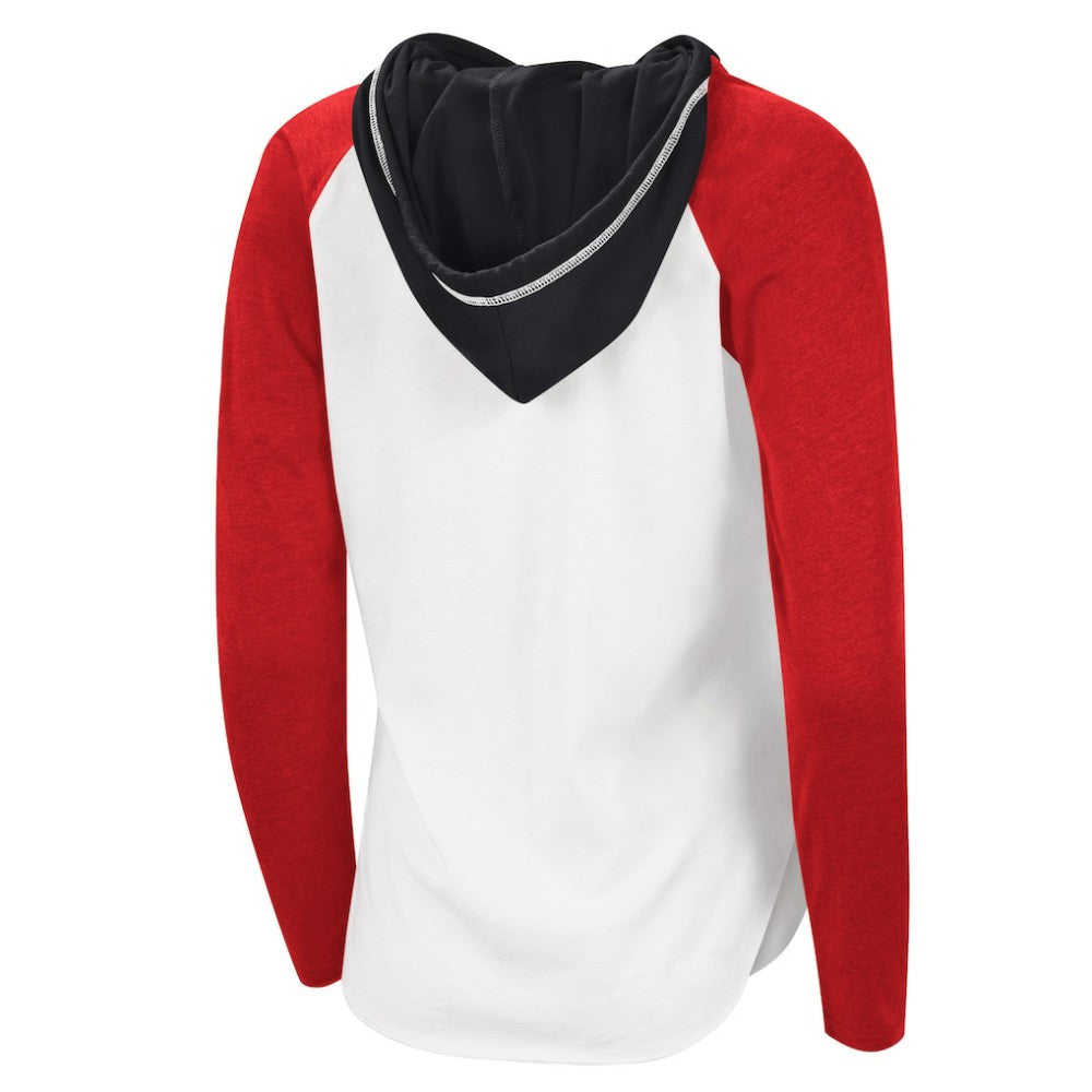 Chicago Blackhawks G-III 4Her by Carl Banks Women's MVP Raglan Lightweight Hooded T-Shirt White/Heather Red