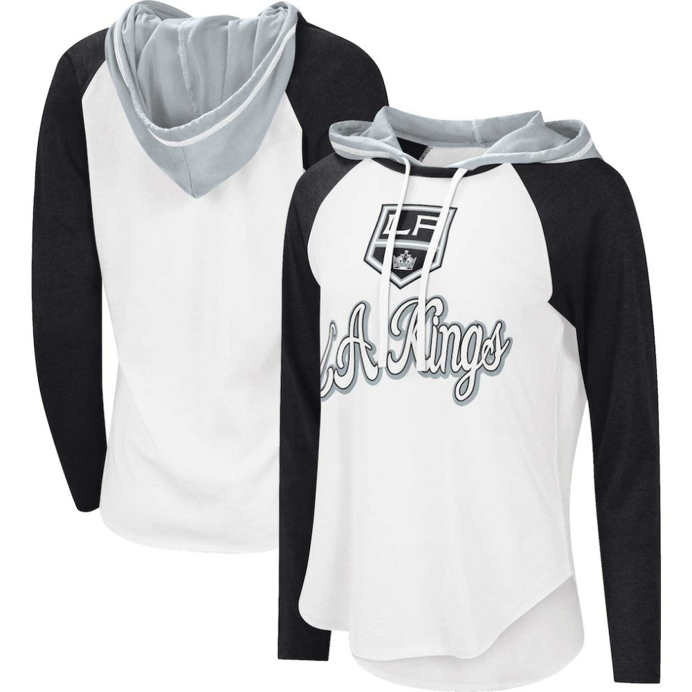 Los Angeles Kings - G-III 4Her by Carl Banks Women's MVP Raglan Lightweight Hooded T-Shirt White/Black
